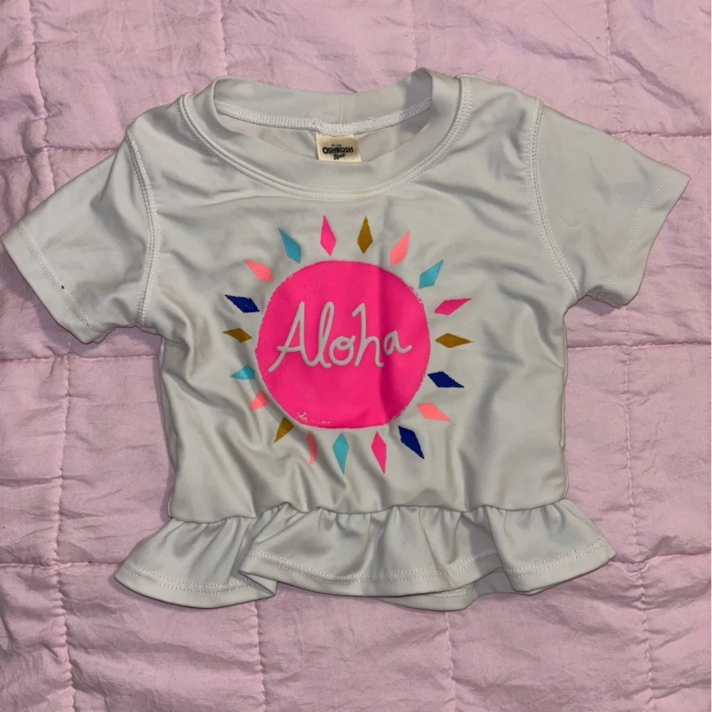 OshKosh B'gosh Pink and White Short Sleeve Tee